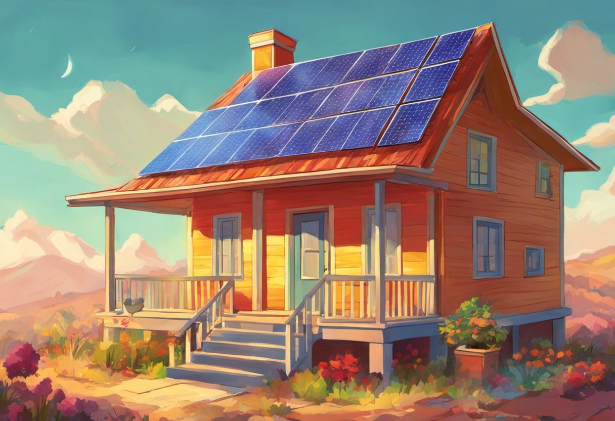 Maison écologique avec panneaux solaires et billets d'argent