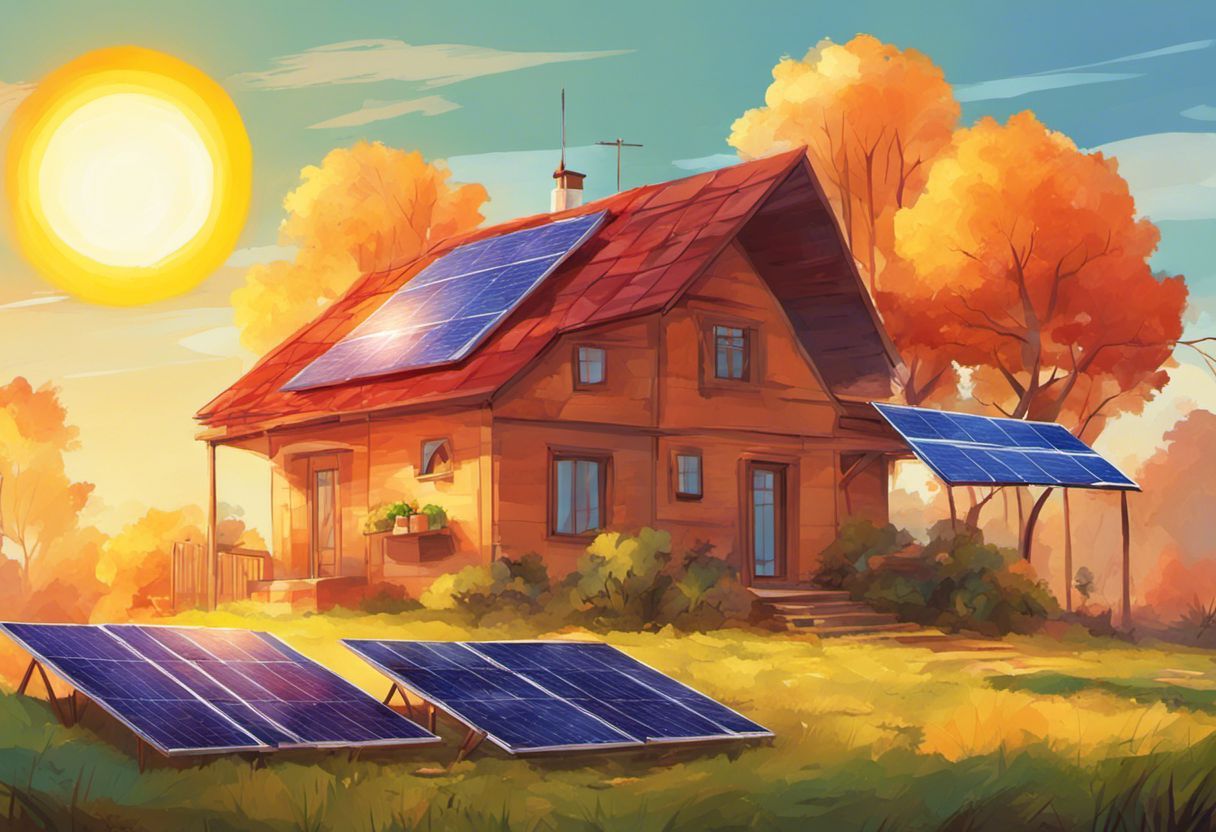 Illustration d'une maison énergétiquement efficace avec panneaux solaires.
