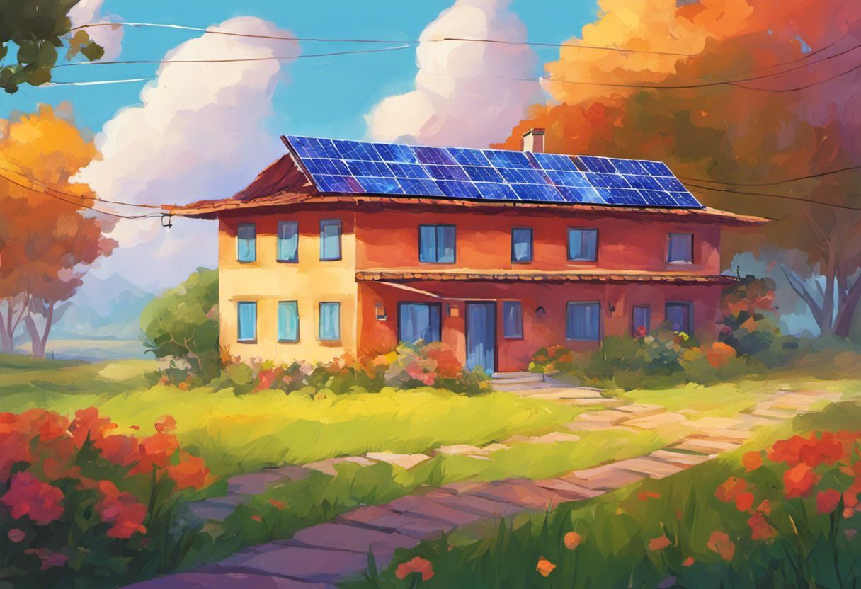 Maison écologique avec toit en panneaux solaires