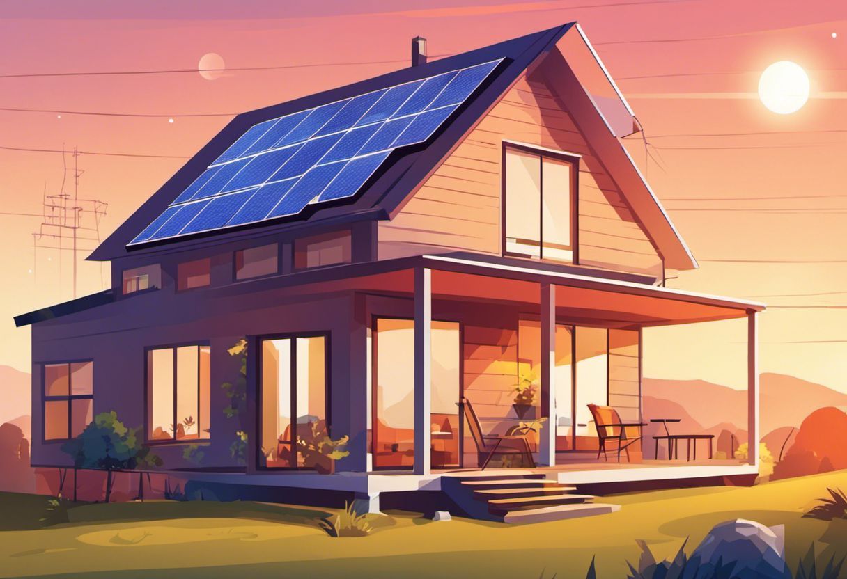 Maison écologique avec panneaux solaires et batterie rechargeable