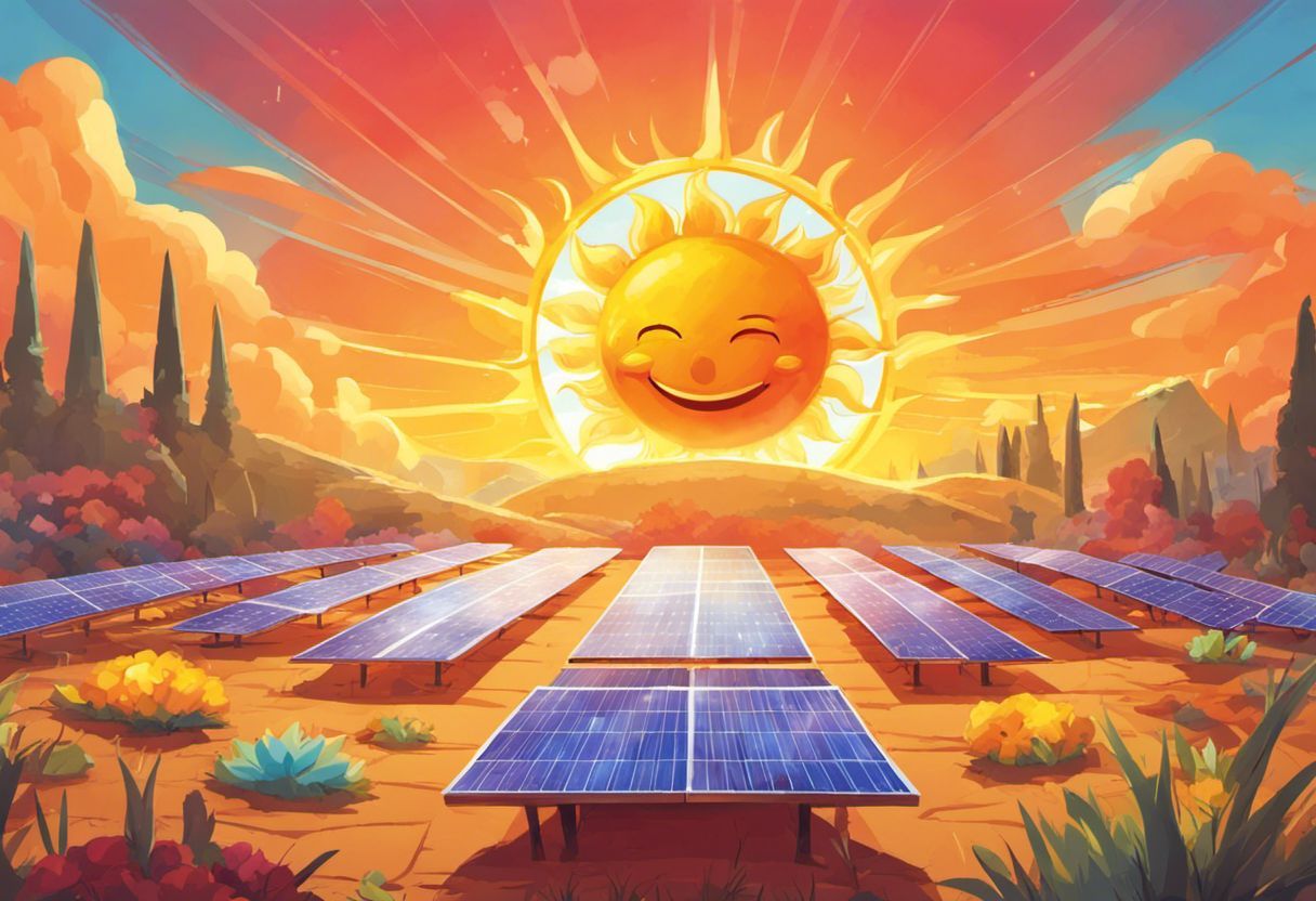 Énergie solaire produite par un soleil cartoon